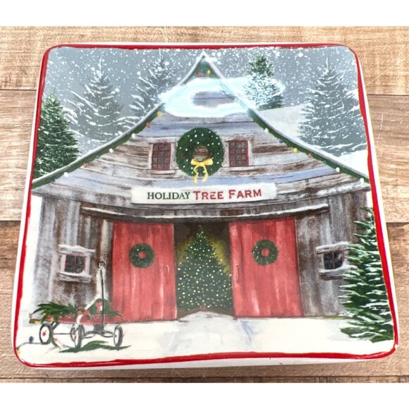 Set Of 2 Nantucket Holiday Ceramic Coasters 4.5'' Square - Picture 2 of 5